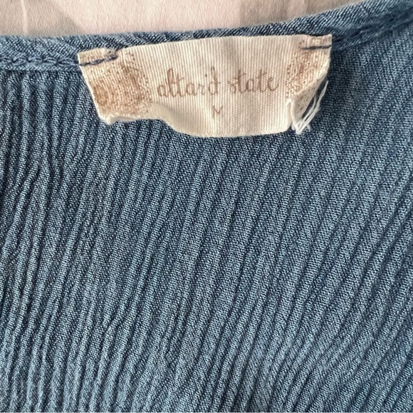 Altar’D State Long Sleeve Romper Dusty Blue V-neck Size Medium Festival Bohemian - Picture 7 of 8